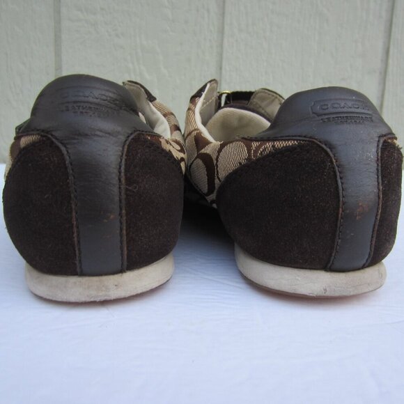 Coach Paddy Signature Monogram Brown Canvas Suede Sneakers Women’s Size 8.5 - Picture 8 of 15